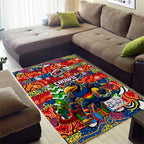 Crows Football Merry Christmas Area Rug Indigenous Australian Art