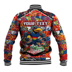 Custom Crows Rugby Merry Christmas Baseball Jacket Indigenous Australian Art