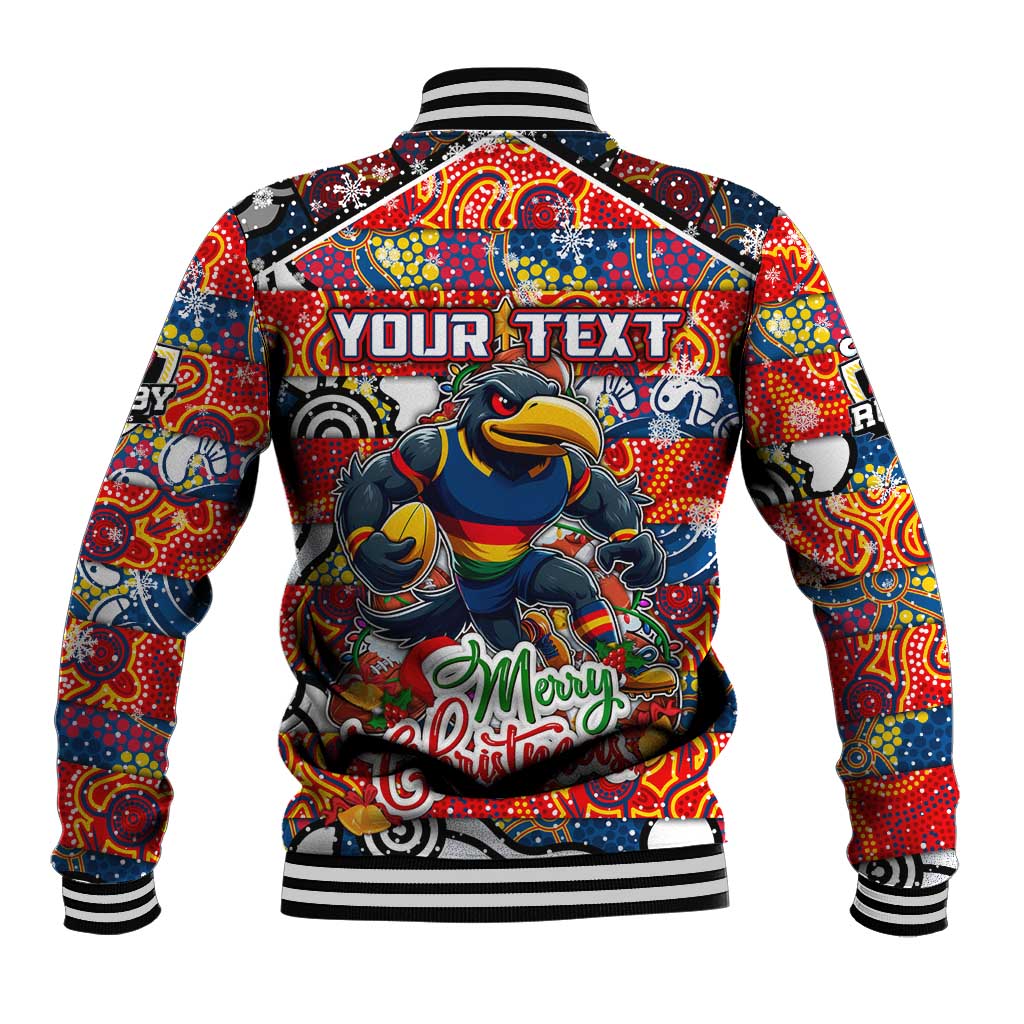 Custom Crows Rugby Merry Christmas Baseball Jacket Indigenous Australian Art