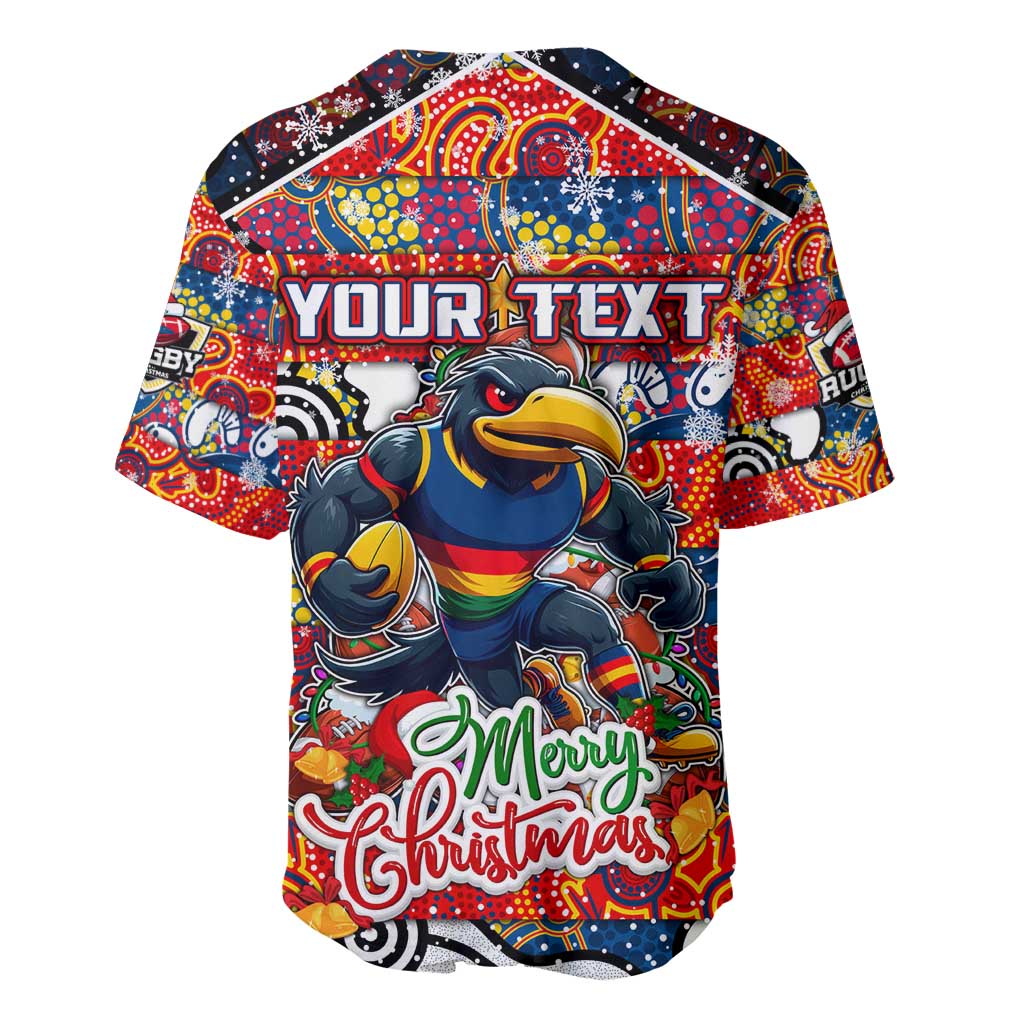 Custom Crows Rugby Merry Christmas Baseball Jersey Indigenous Australian Art