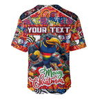 Custom Crows Rugby Merry Christmas Baseball Jersey Indigenous Australian Art