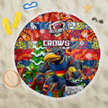 Crows Football Merry Christmas Beach Blanket Indigenous Australian Art