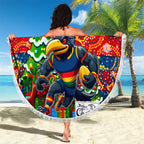 Crows Football Merry Christmas Beach Blanket Indigenous Australian Art