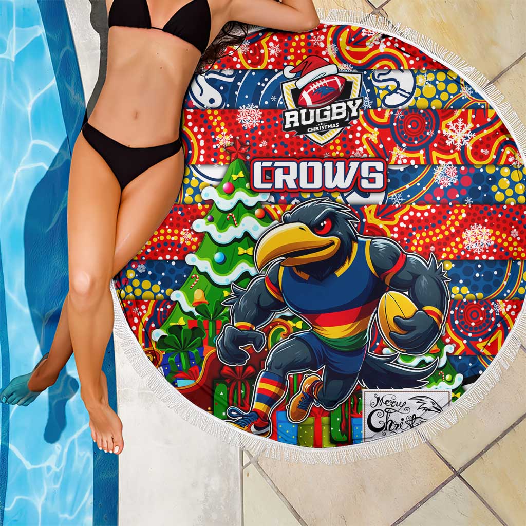 Crows Football Merry Christmas Beach Blanket Indigenous Australian Art