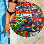 Crows Football Merry Christmas Beach Blanket Indigenous Australian Art