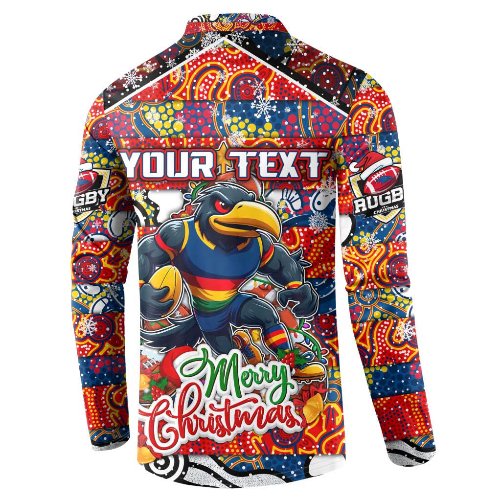 Custom Crows Rugby Merry Christmas Button Sweatshirt Indigenous Australian Art