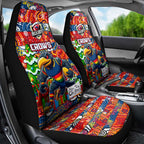 Crows Football Merry Christmas Car Seat Cover Indigenous Australian Art