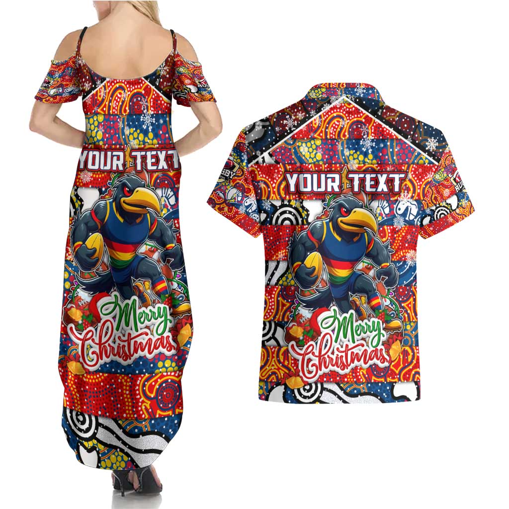 Custom Crows Rugby Merry Christmas Couples Matching Summer Maxi Dress and Hawaiian Shirt Indigenous Australian Art