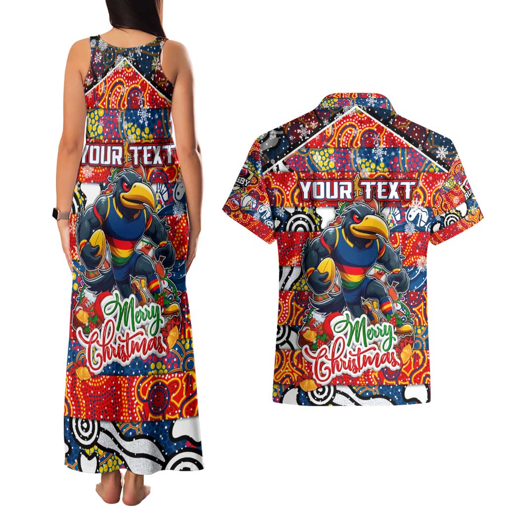 Custom Crows Rugby Merry Christmas Couples Matching Tank Maxi Dress and Hawaiian Shirt Indigenous Australian Art