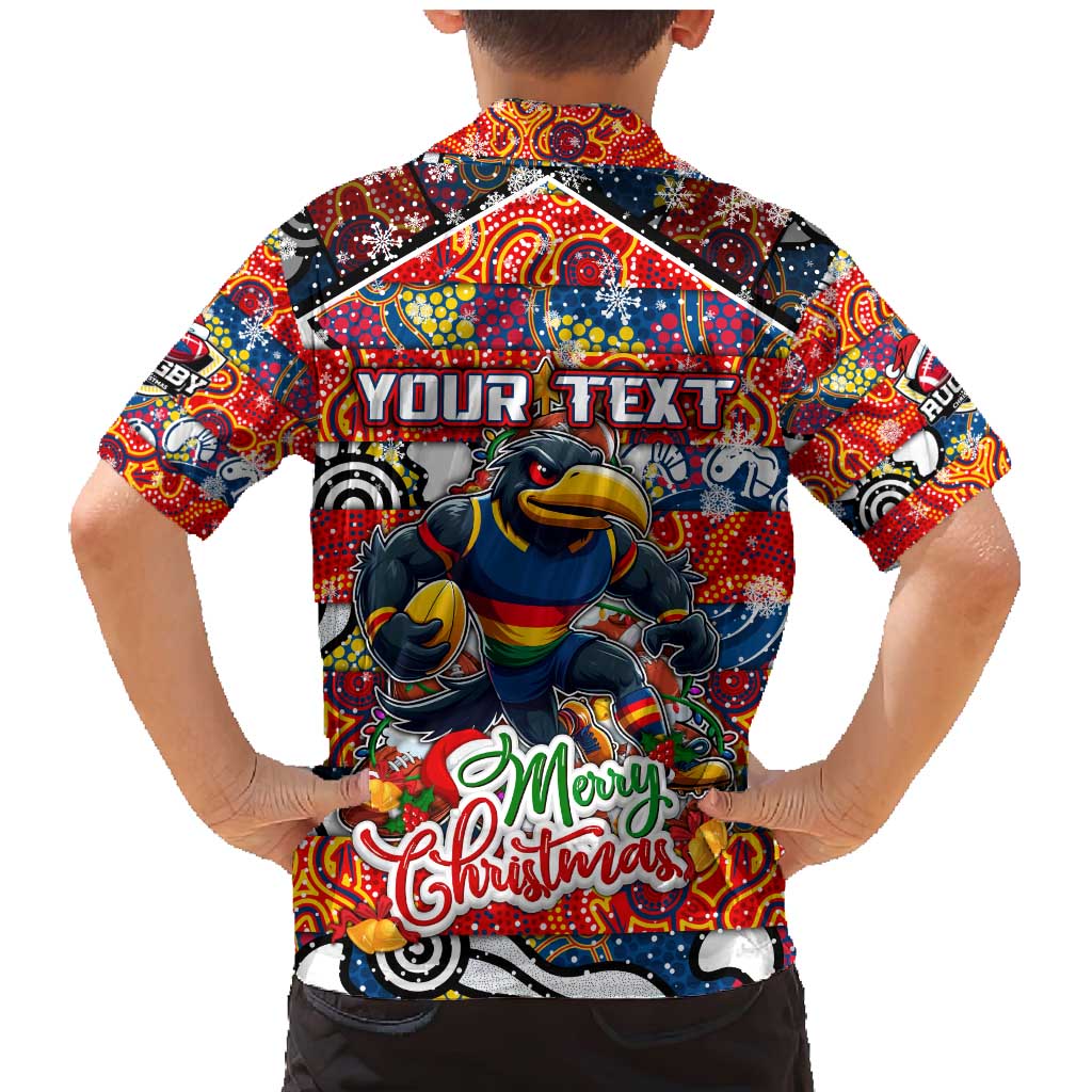 Custom Crows Rugby Merry Christmas Family Matching Mermaid Dress and Hawaiian Shirt Indigenous Australian Art