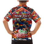 Custom Crows Rugby Merry Christmas Family Matching Mermaid Dress and Hawaiian Shirt Indigenous Australian Art