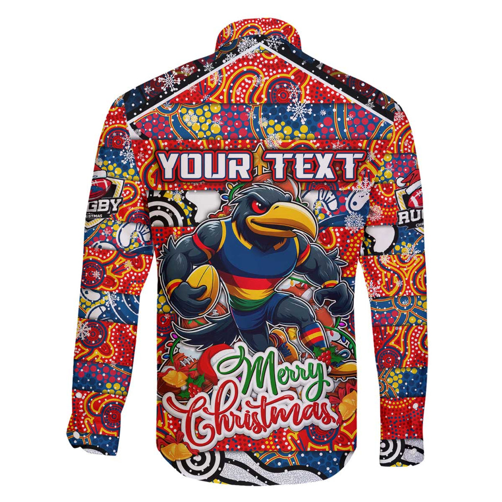 Custom Crows Rugby Merry Christmas Family Matching Off The Shoulder Long Sleeve Dress and Hawaiian Shirt Indigenous Australian Art