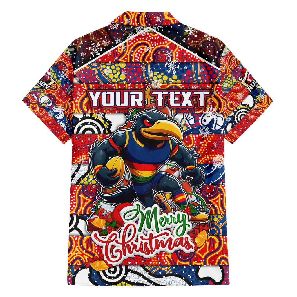 Custom Crows Rugby Merry Christmas Family Matching Puletasi and Hawaiian Shirt Indigenous Australian Art