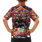 Custom Crows Rugby Merry Christmas Family Matching Summer Maxi Dress and Hawaiian Shirt Indigenous Australian Art