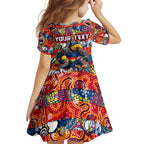 Custom Crows Rugby Merry Christmas Family Matching Summer Maxi Dress and Hawaiian Shirt Indigenous Australian Art