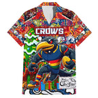 Custom Crows Rugby Merry Christmas Hawaiian Shirt Indigenous Australian Art