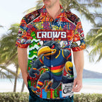 Custom Crows Rugby Merry Christmas Hawaiian Shirt Indigenous Australian Art