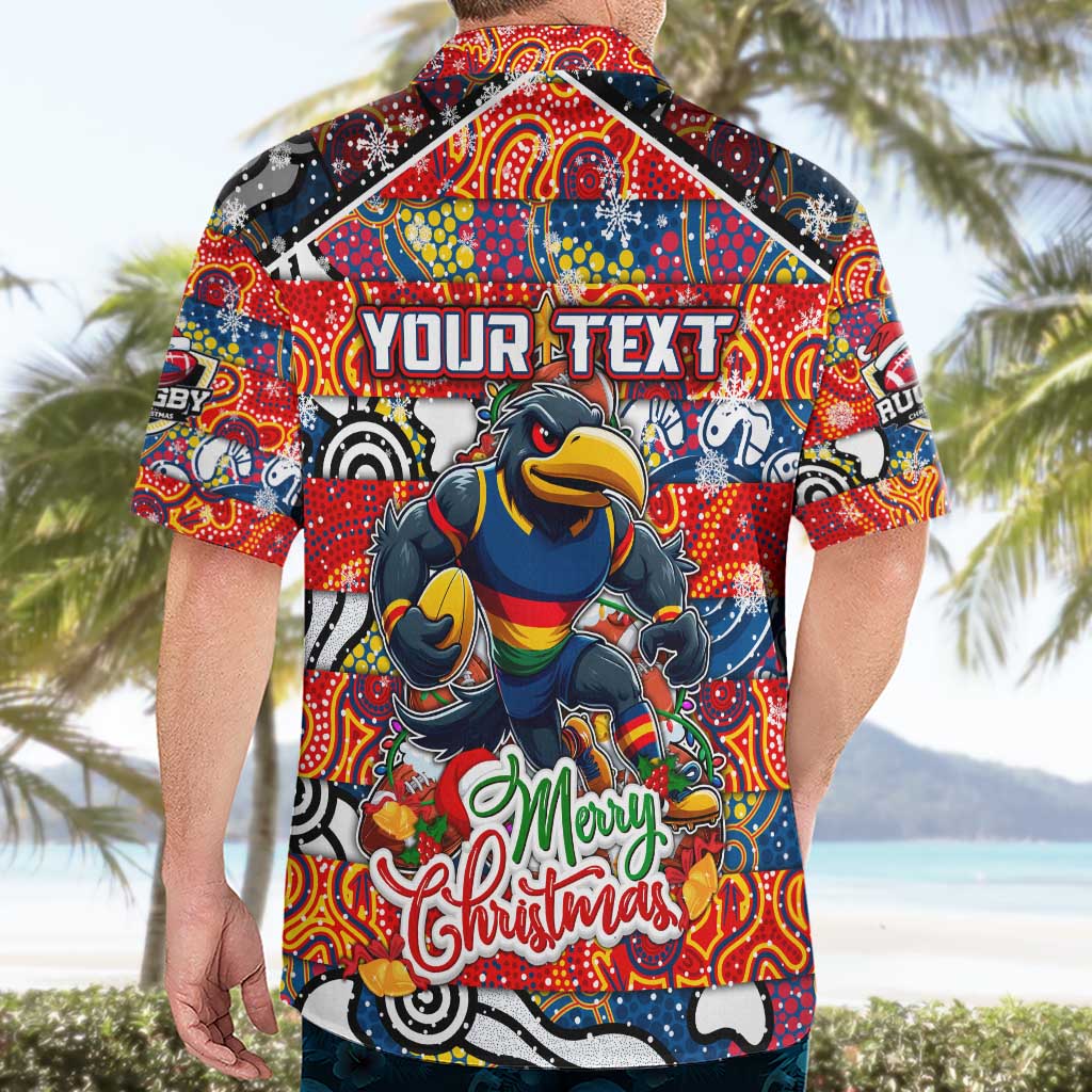 Custom Crows Rugby Merry Christmas Hawaiian Shirt Indigenous Australian Art