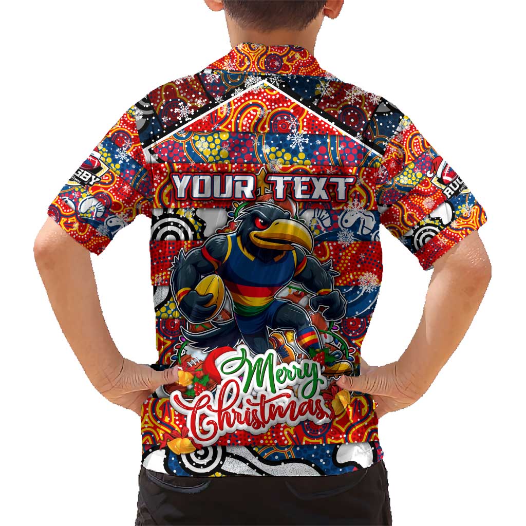 Custom Crows Rugby Merry Christmas Hawaiian Shirt Indigenous Australian Art
