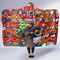 Crows Football Merry Christmas Hooded Blanket Indigenous Australian Art