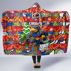 Crows Football Merry Christmas Hooded Blanket Indigenous Australian Art