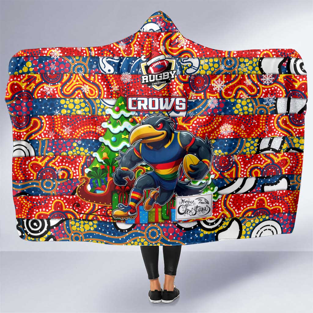 Crows Football Merry Christmas Hooded Blanket Indigenous Australian Art