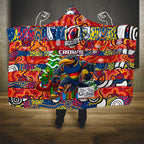 Crows Football Merry Christmas Hooded Blanket Indigenous Australian Art