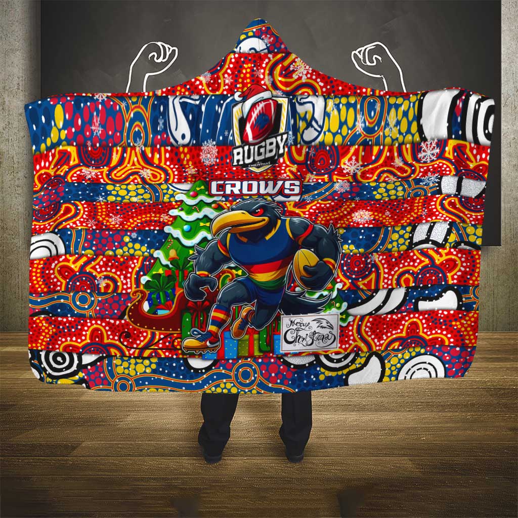 Crows Football Merry Christmas Hooded Blanket Indigenous Australian Art