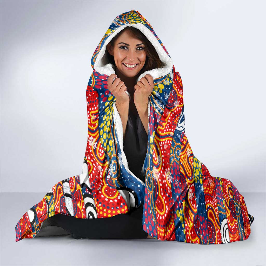 Crows Football Merry Christmas Hooded Blanket Indigenous Australian Art
