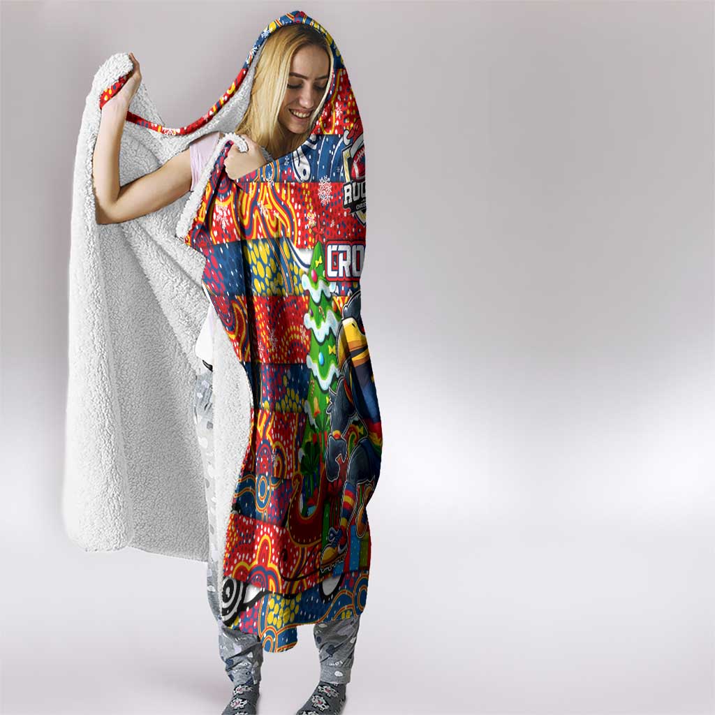 Crows Football Merry Christmas Hooded Blanket Indigenous Australian Art