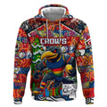 Custom Crows Rugby Merry Christmas Hoodie Indigenous Australian Art