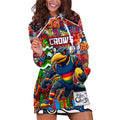 Custom Crows Rugby Merry Christmas Hoodie Dress Indigenous Australian Art
