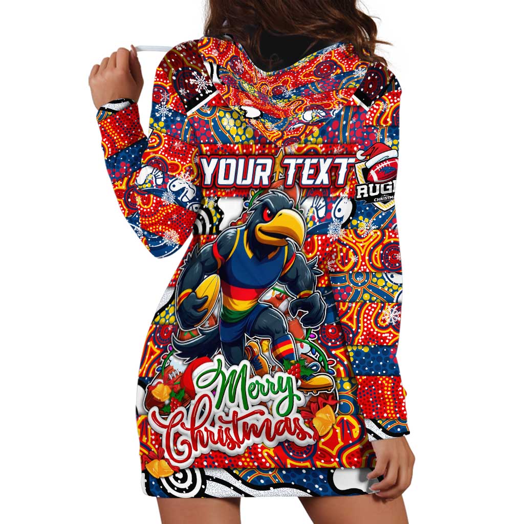 Custom Crows Rugby Merry Christmas Hoodie Dress Indigenous Australian Art