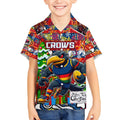 Custom Crows Rugby Merry Christmas Kid Hawaiian Shirt Indigenous Australian Art