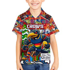 Custom Crows Rugby Merry Christmas Kid Hawaiian Shirt Indigenous Australian Art