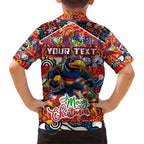 Custom Crows Rugby Merry Christmas Kid Hawaiian Shirt Indigenous Australian Art
