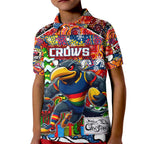 Custom Crows Rugby Merry Christmas Kid Polo Shirt Indigenous Australian Art