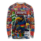 Custom Crows Rugby Merry Christmas Long Sleeve Shirt Indigenous Australian Art