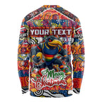 Custom Crows Rugby Merry Christmas Long Sleeve Shirt Indigenous Australian Art