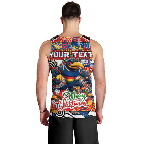 Custom Crows Rugby Merry Christmas Men Tank Top Indigenous Australian Art