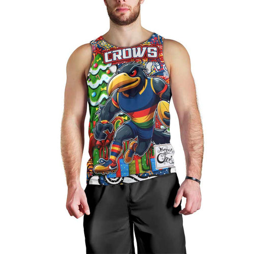 Custom Crows Rugby Merry Christmas Men Tank Top Indigenous Australian Art