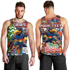 Custom Crows Rugby Merry Christmas Men Tank Top Indigenous Australian Art