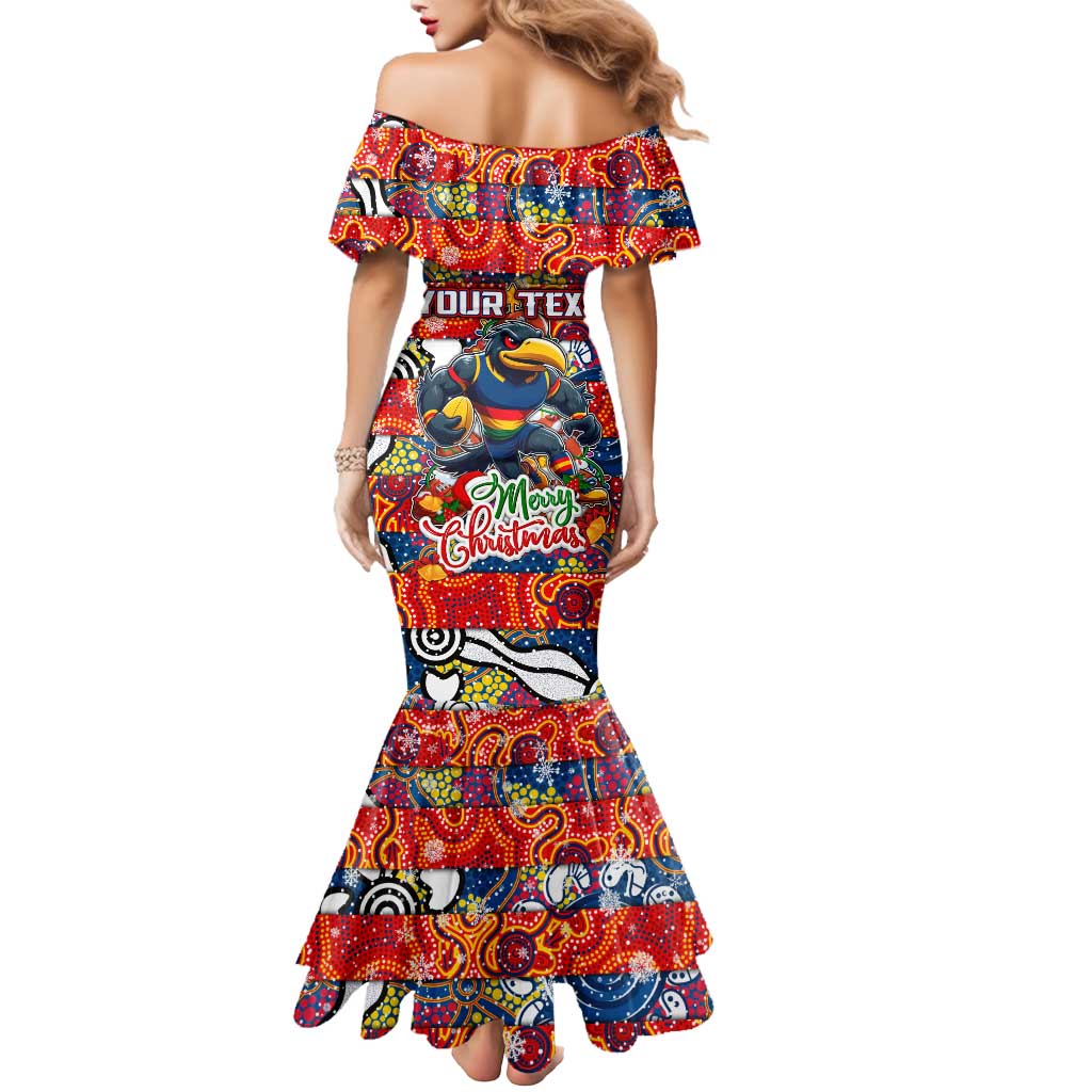 Custom Crows Rugby Merry Christmas Mermaid Dress Indigenous Australian Art