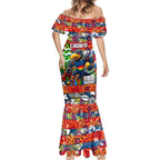 Custom Crows Rugby Merry Christmas Mermaid Dress Indigenous Australian Art