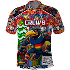 Custom Crows Rugby Merry Christmas Polo Shirt Indigenous Australian Art