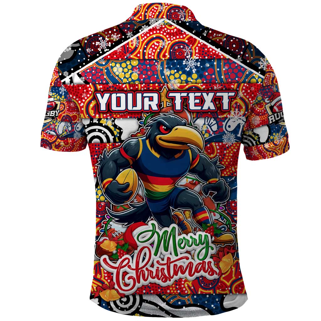 Custom Crows Rugby Merry Christmas Polo Shirt Indigenous Australian Art