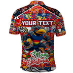 Custom Crows Rugby Merry Christmas Polo Shirt Indigenous Australian Art