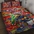 Crows Football Merry Christmas Quilt Bed Set Indigenous Australian Art