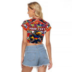 Custom Crows Rugby Merry Christmas Raglan Cropped T Shirt Indigenous Australian Art