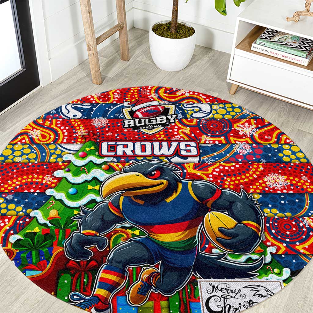 Crows Football Merry Christmas Round Carpet Indigenous Australian Art